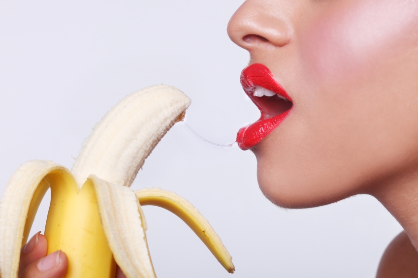 Sensual Woman Preparing To Eat A Banana Paleo Barbie