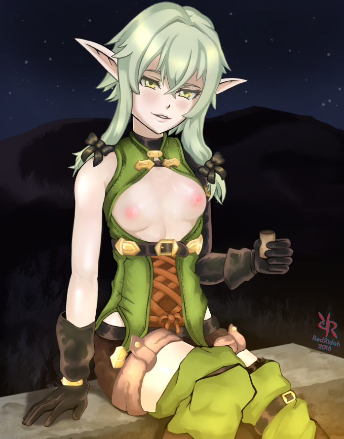 Near The Campfire With The High Elf Archer By Redridah