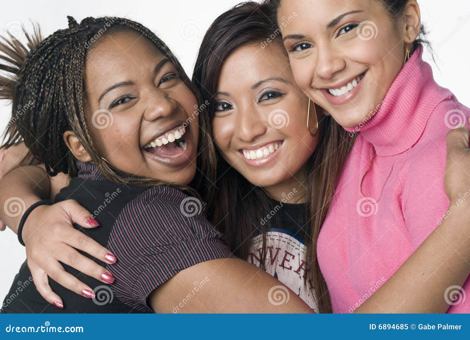 Portrait Of Three Teenage Mixed Race Girls Royalty Free