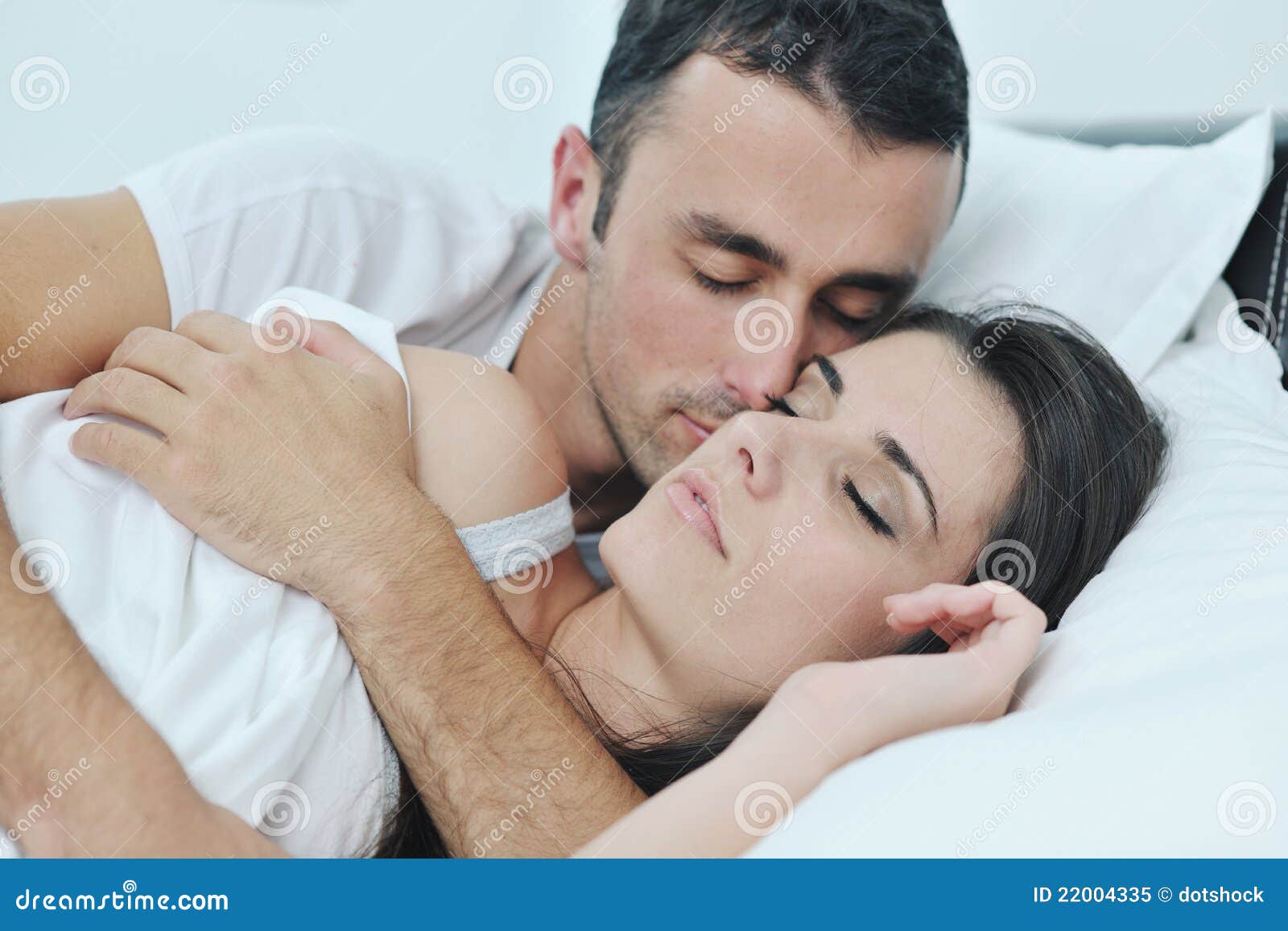 Young Couple Have Good Time In Their Bedroom Royalty Free
