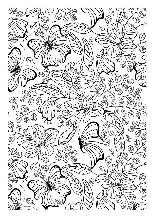 Art Therapy Coloring Page Animals Butterflies 1