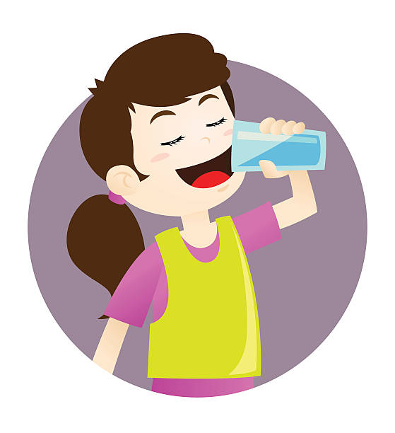 Girl Drinking Water Clip Art Vector Images And Illustrations Istock