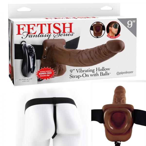 Fetish Fantasy 9in Vibrating Hollow Strap On With Balls