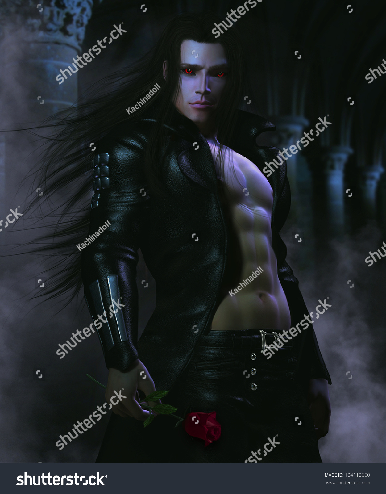 3d Fantasy Illustration Sexy Male Vampire Stock