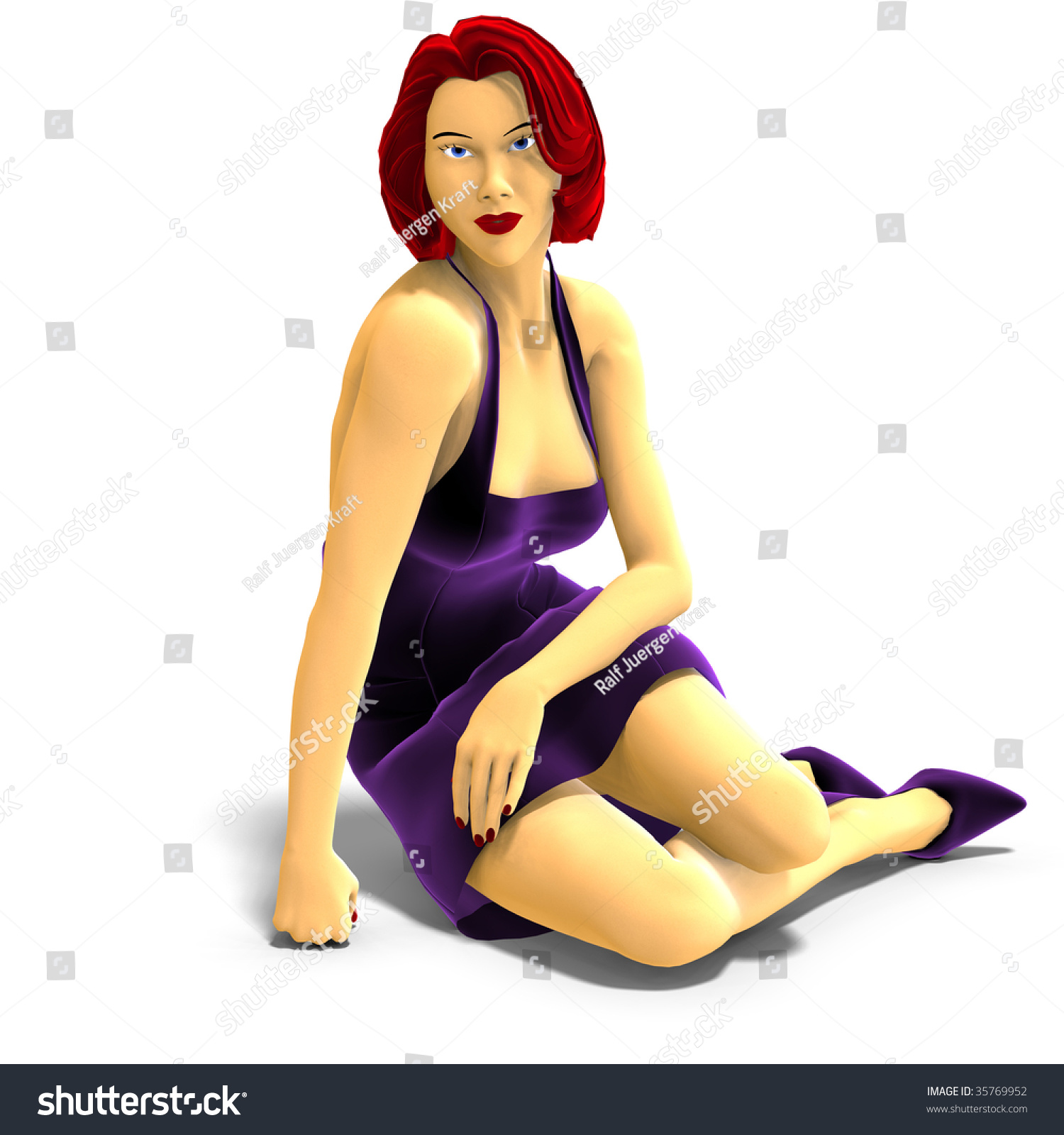 3d Rendering Sexy Cartoon Girl Clipping Stock Illustration 35769952