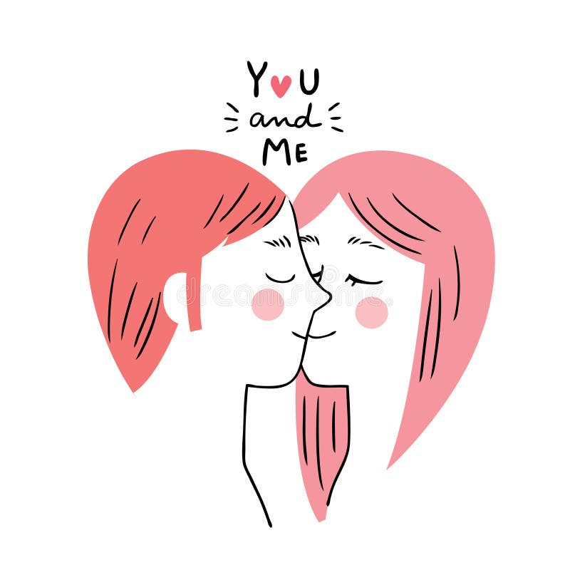 Cartoon Cute Couple Kissing Stock Illustrations 1300 Cartoon Cute