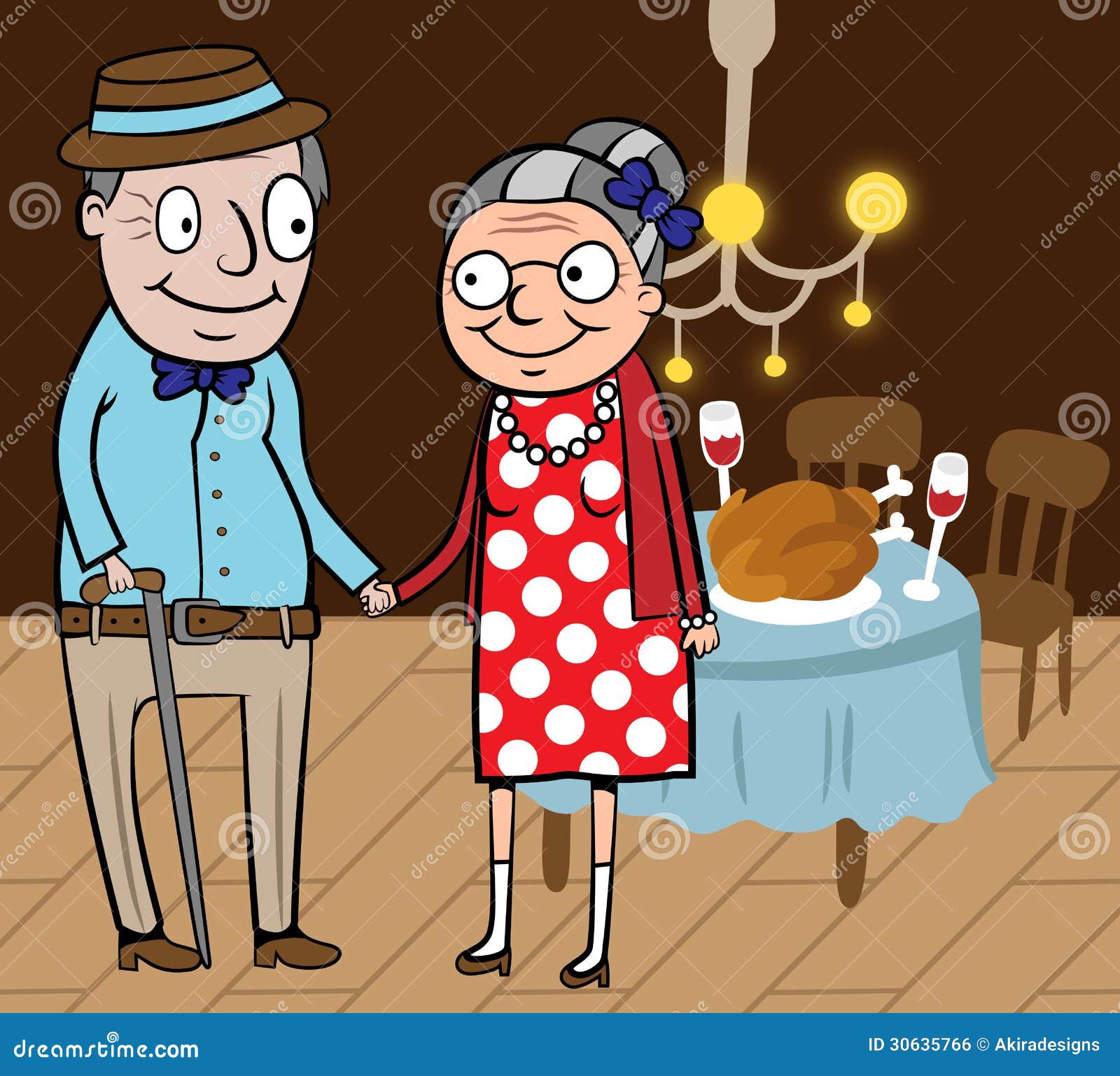 Happy Old Couple Celebrate Thanksgiving Day Stock Vector Image 30635766