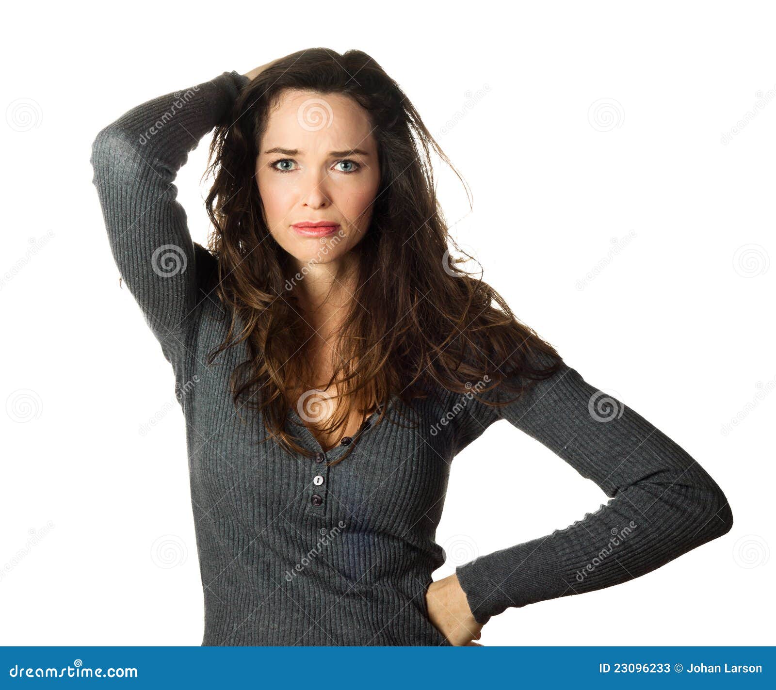 Portrait Of A Concerned Woman Stock Image Image Of Girl Sick 23096233