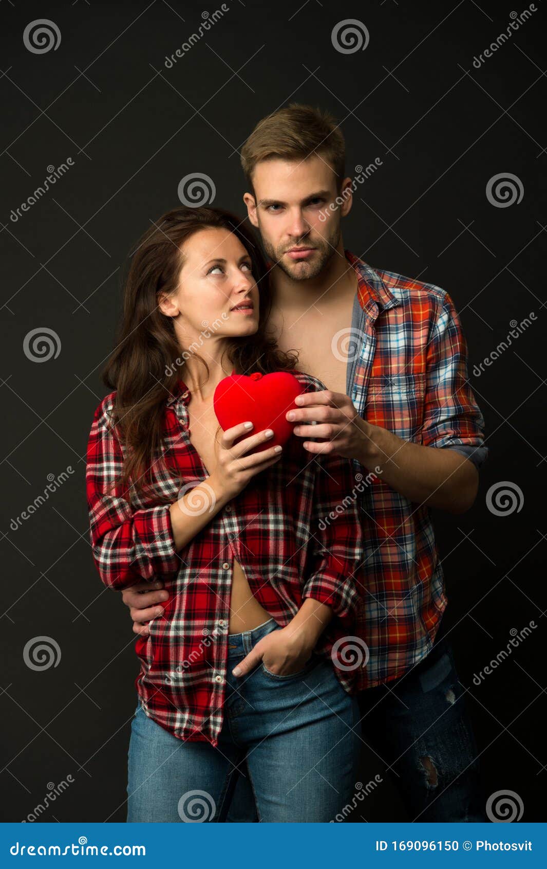 Sensual Couple Red Heart Happy Valentines Day Love And Romance Man