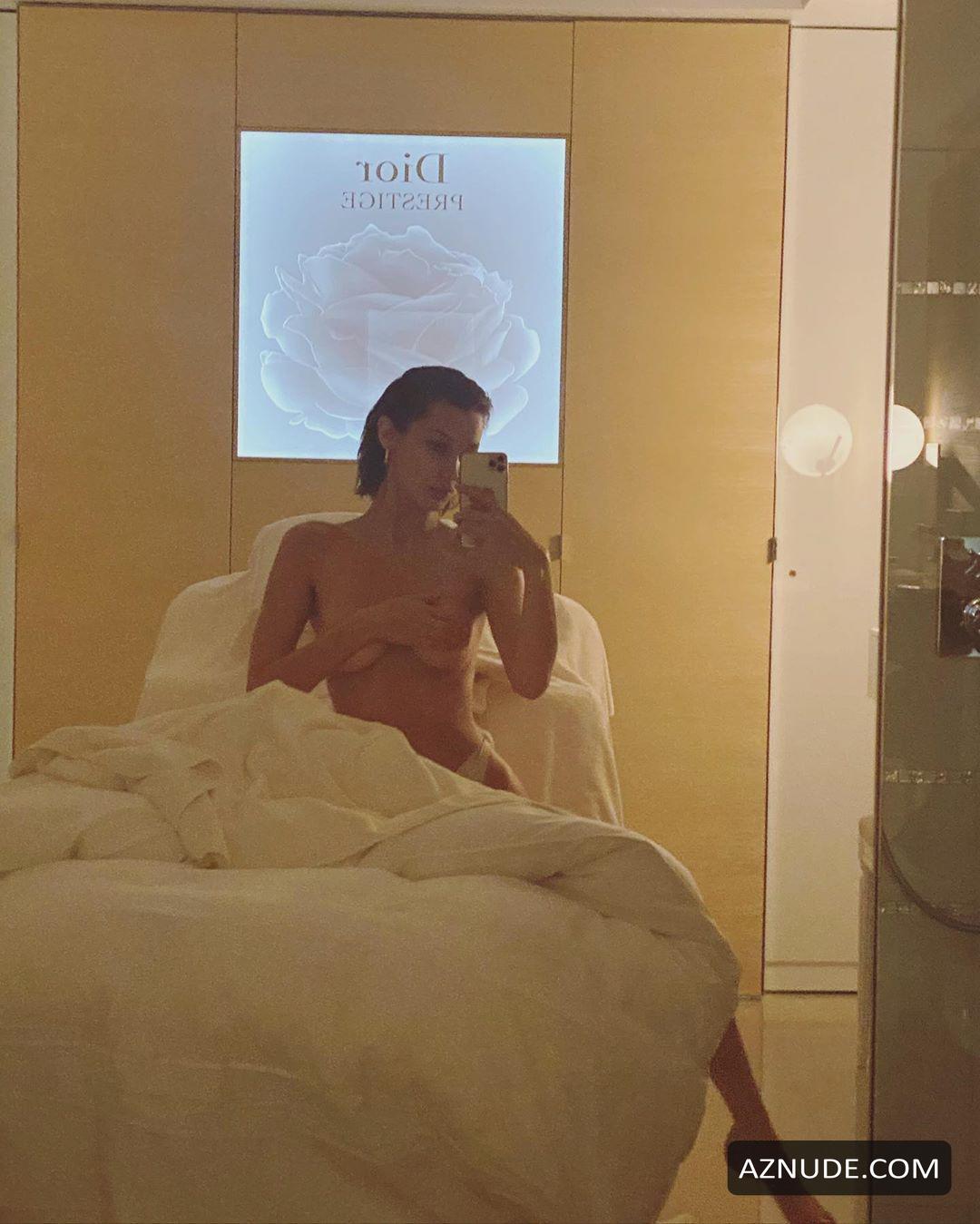 Bella Hadid Topless Photos Promoting Dior Skincare On Instagram Aznude
