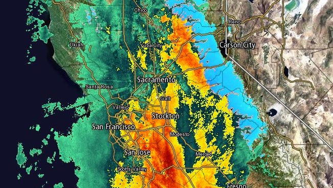 Doppler Radar Image Of A Storm As It Moves Through Northern California