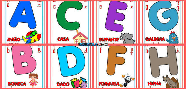 Cartazes Com Letras Do Alfabeto Ilustrado Para Imprimir — SÓ Escola
