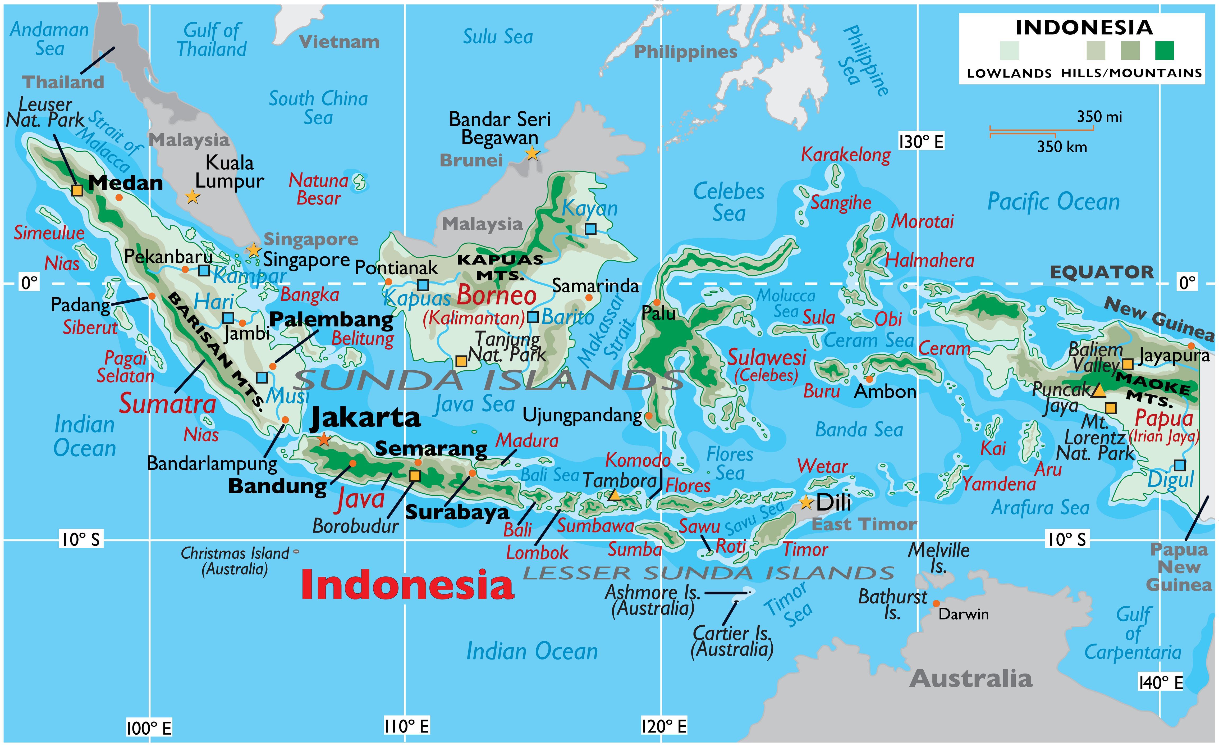 Indonesia Large Color Map