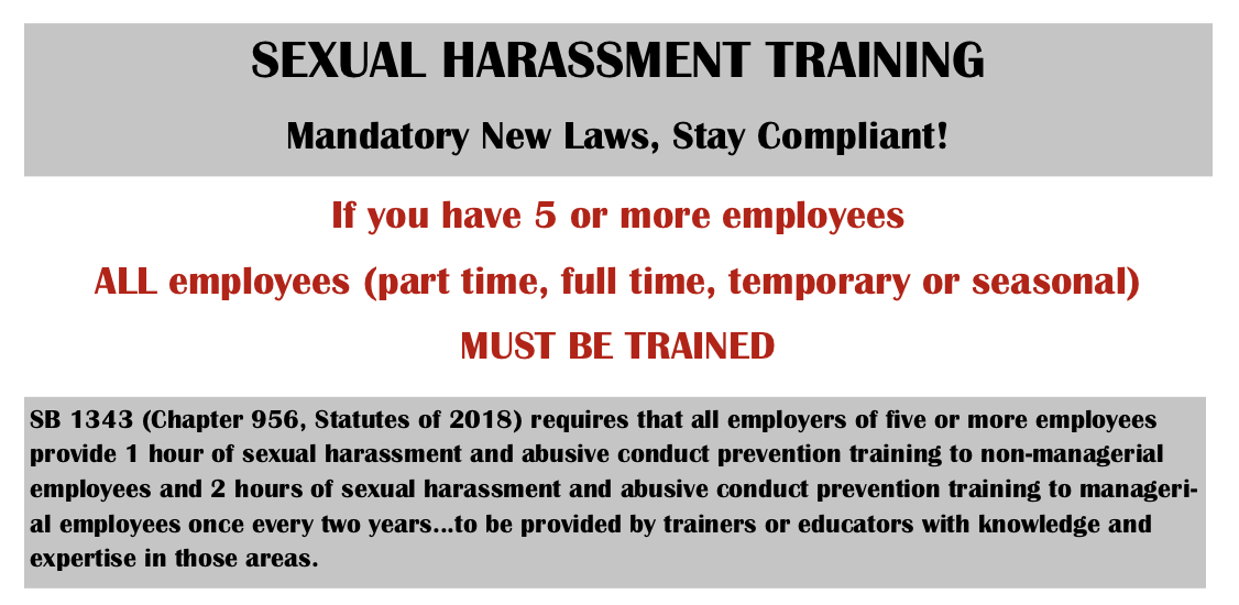 Sexual Harassment Training Tulare Kings Counties