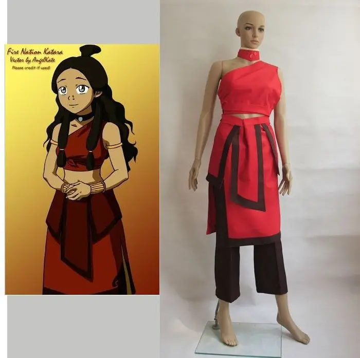 Avatar Fire Nation Katara Cosplay Costume Halloween Outfitcostume