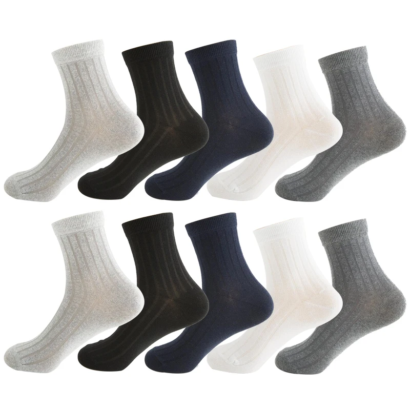 Covrlge 10 Pairslot Mens Solid Socks Casual Cotton Male Crew Sock Men