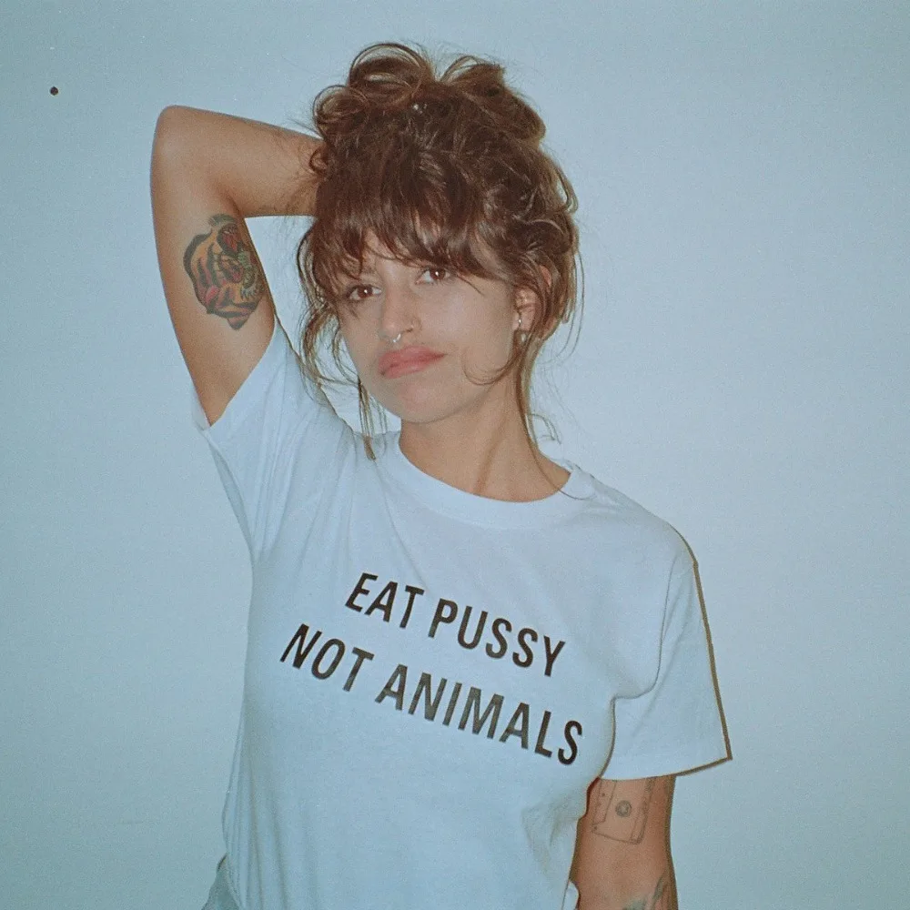Eat Pussy Not Animals Print Cotton T Shirt All Colours Tees Womens