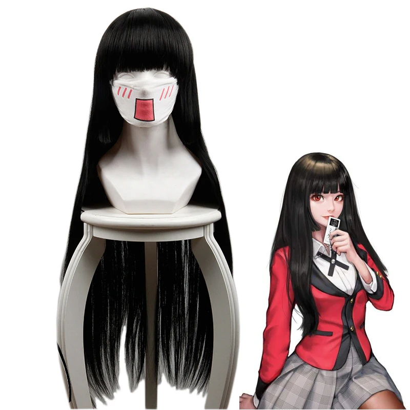 Kakegurui Yumeko Jabami Cosplay Wigs 100cm Anime Black Long Straight