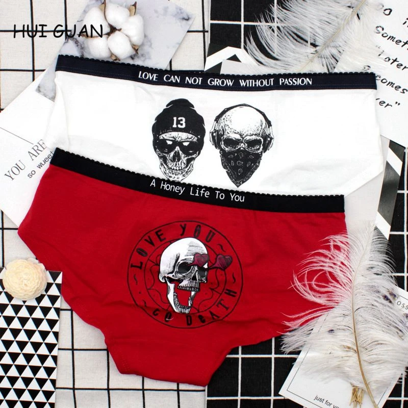 Hui Guan Punk Rock Love Skull Cool Panties Sex Thong Red Hot Sexy