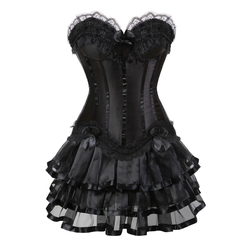 Gothic Overbust Corset Sexy Lingerie Halloween Costume Showgirl Dress