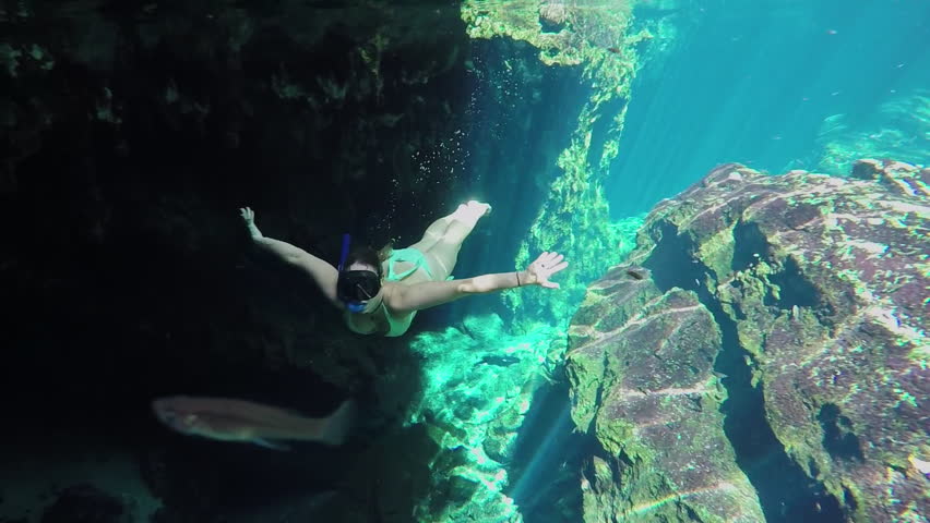 Underwater Slow Motion Young Woman Stock Footage Video