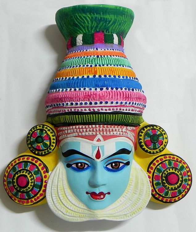 Krishna Mask From Mahabharata In Kathakali Style Wall Hanging