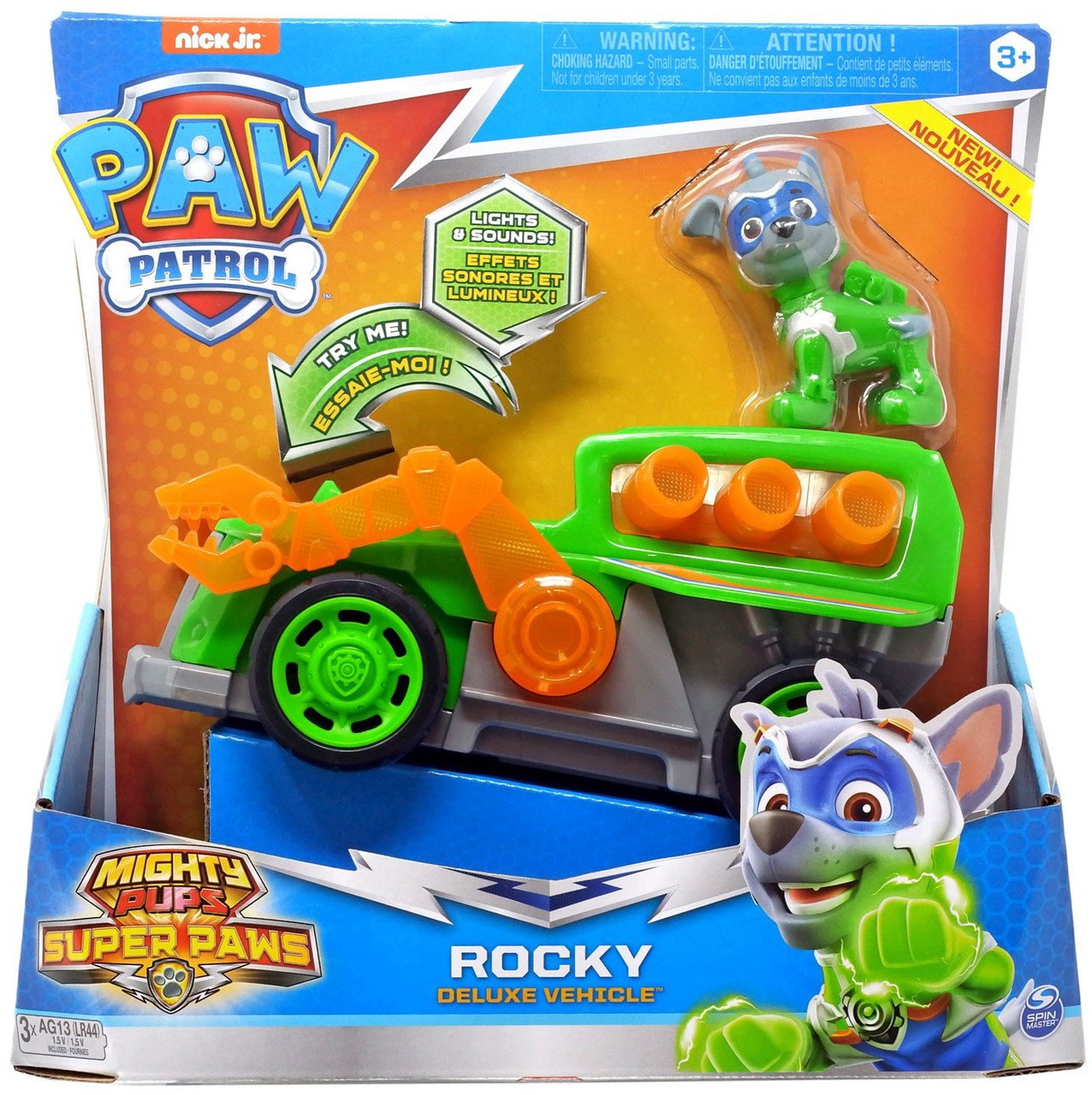 Paw Patrol Mighty Pups Super Paws Rocky Vehicle Figure Spin Master Toywiz