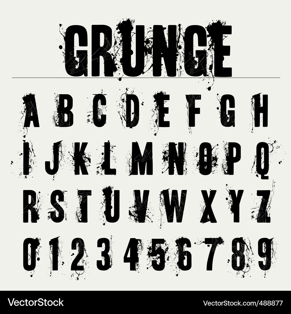 Grunge Fonts Royalty Free Vector Image Vectorstock