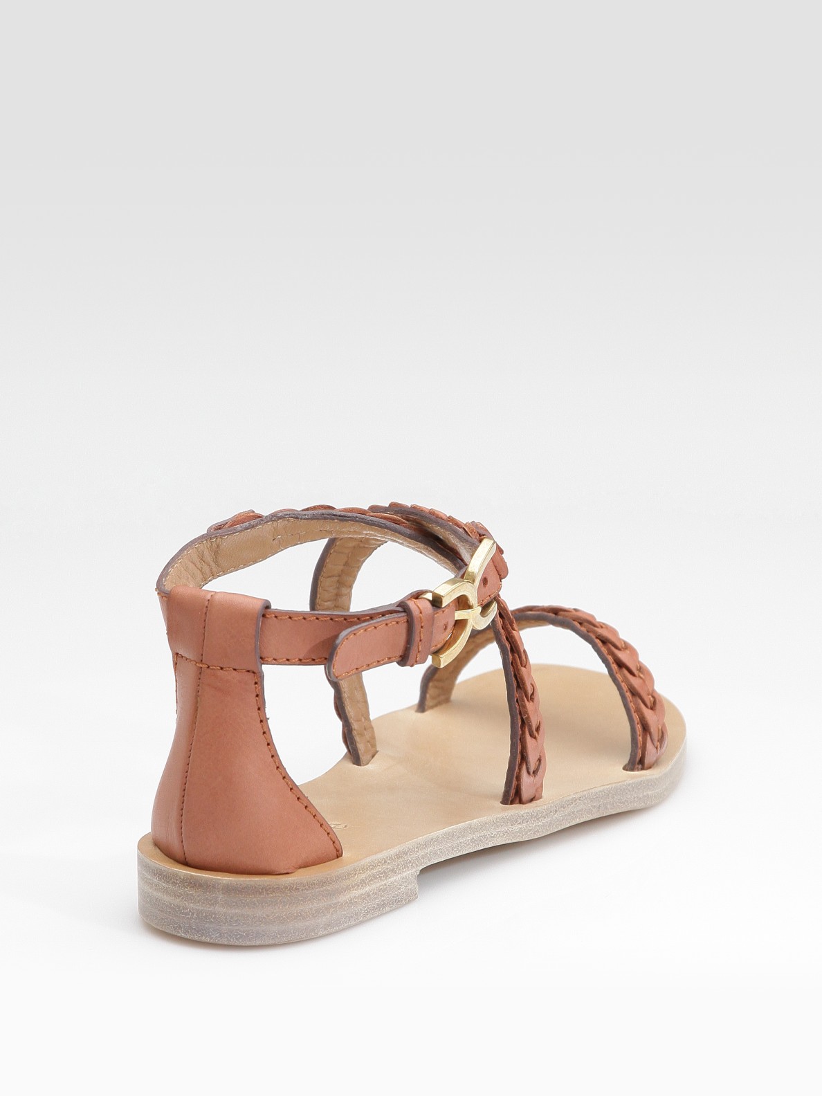 Chloé Braided Leather Flat Sandals In Brown Lyst