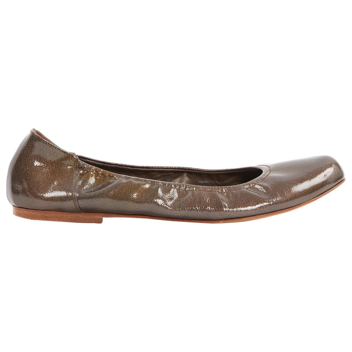 Marni Pre Owned Brown Leather Ballet Flats In Brown Lyst