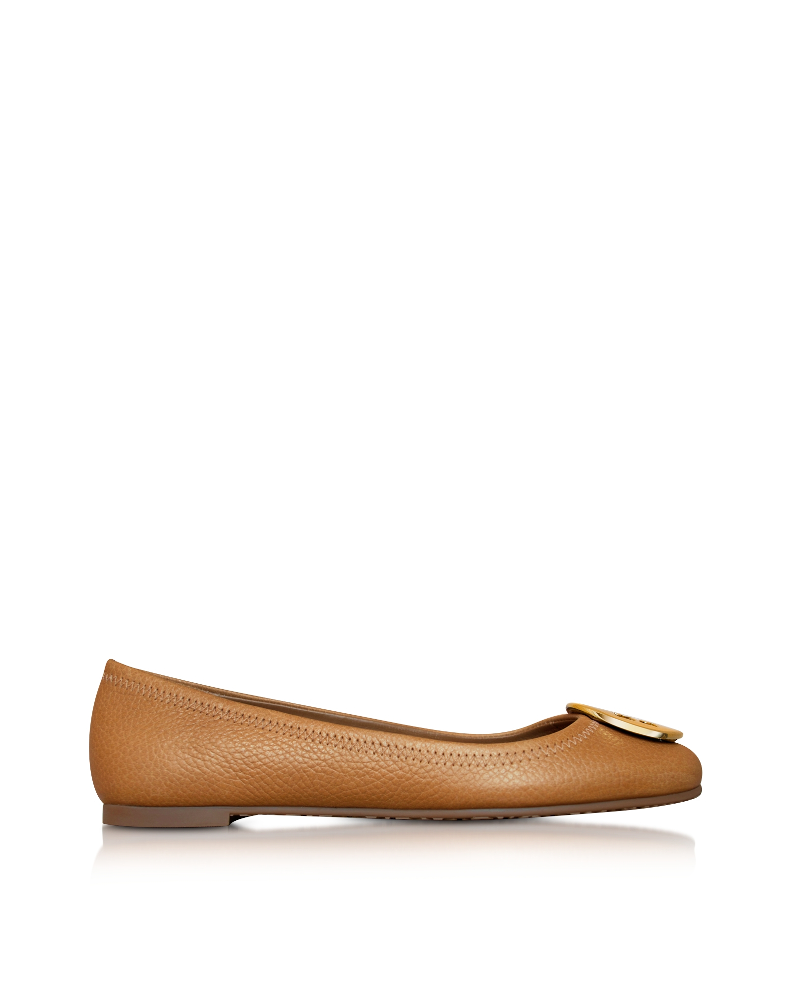 Tory Burch Reva Tumbled Leather Ballet Flat In Brown Lyst