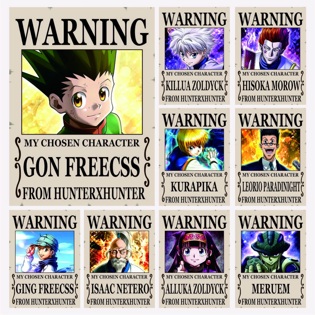 Poster Hunter X Hunter Xhunter Warning Anime Gon Freecss Killua Zoldyck