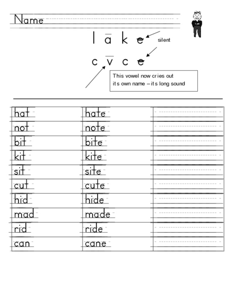 Consonant Vowel Consonant E Words Worksheet For 1st 2nd Grade