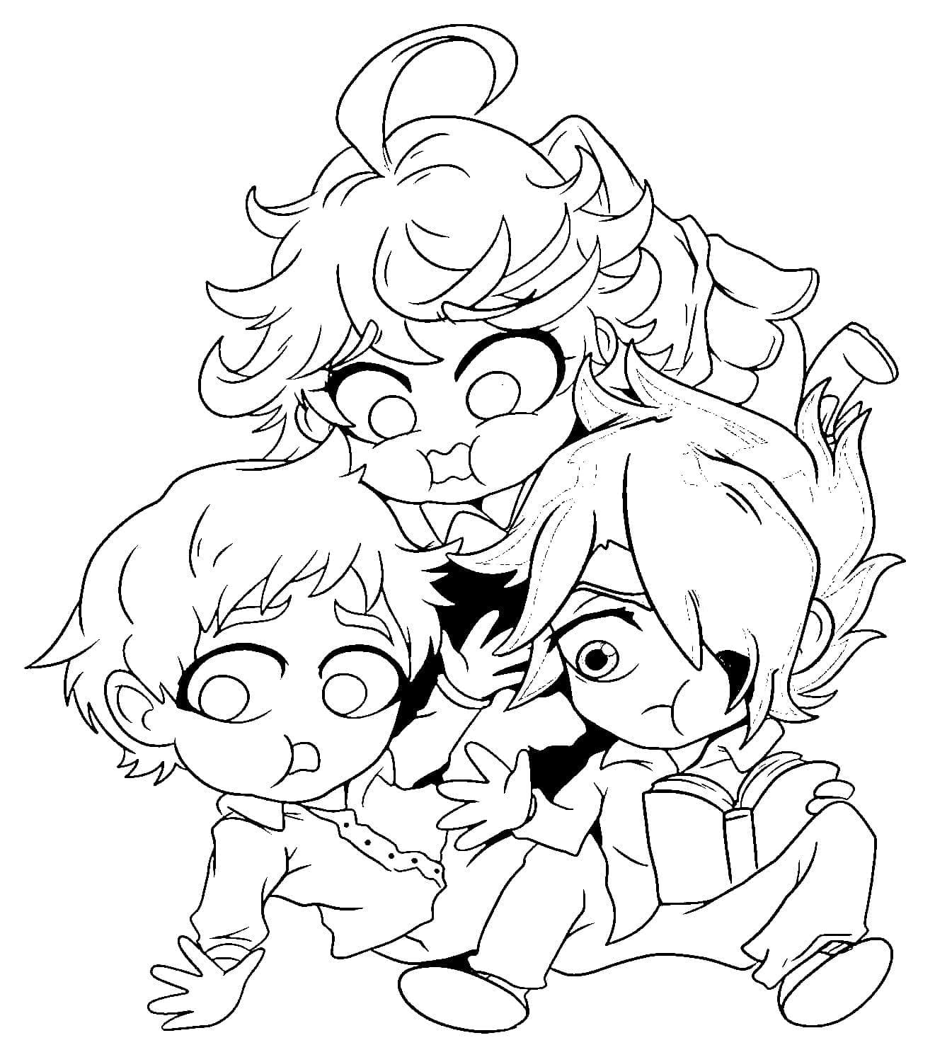Adorable The Promised Neverland Coloring Page Free Printable Coloring