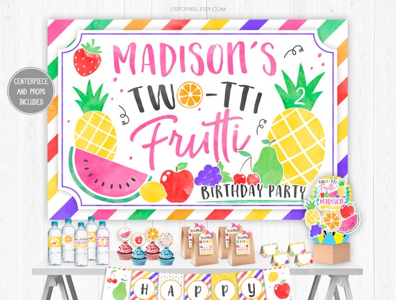 Two Tti Frutti Backdrop Party Personalized Background Etsy