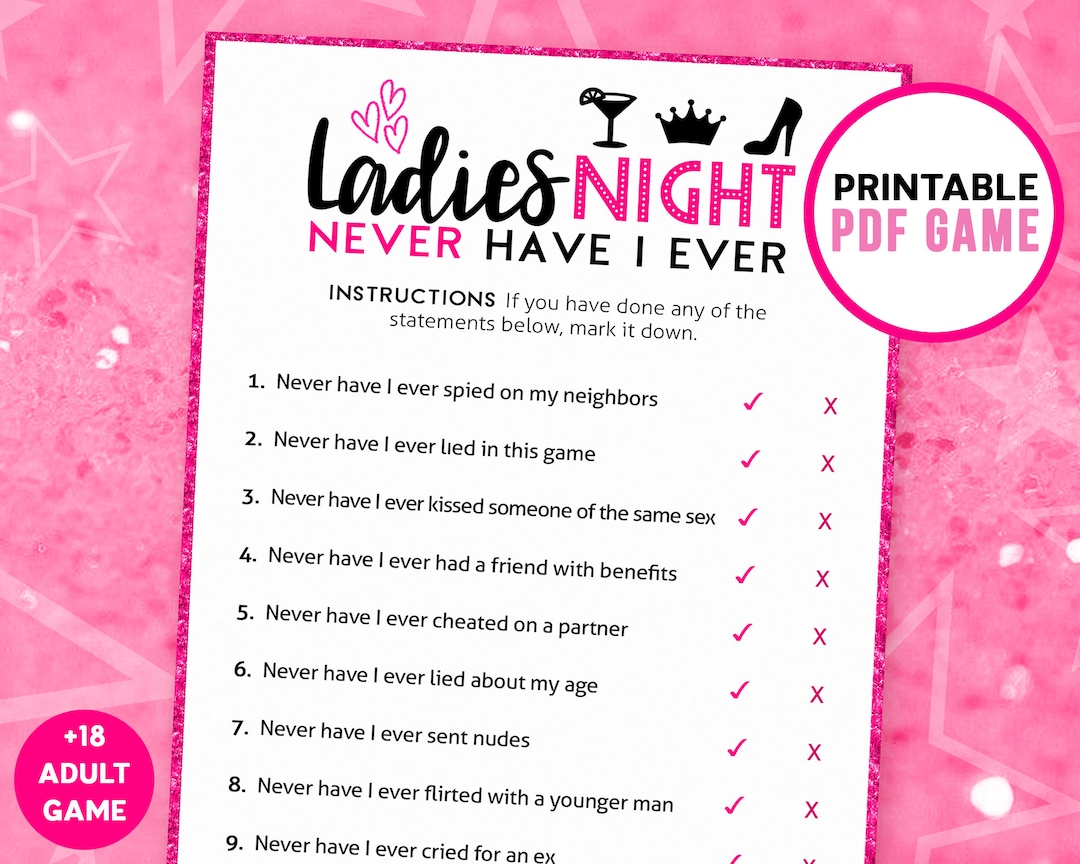 Ladies Night Games Never Have I Ever Printable Game Girls Night Party