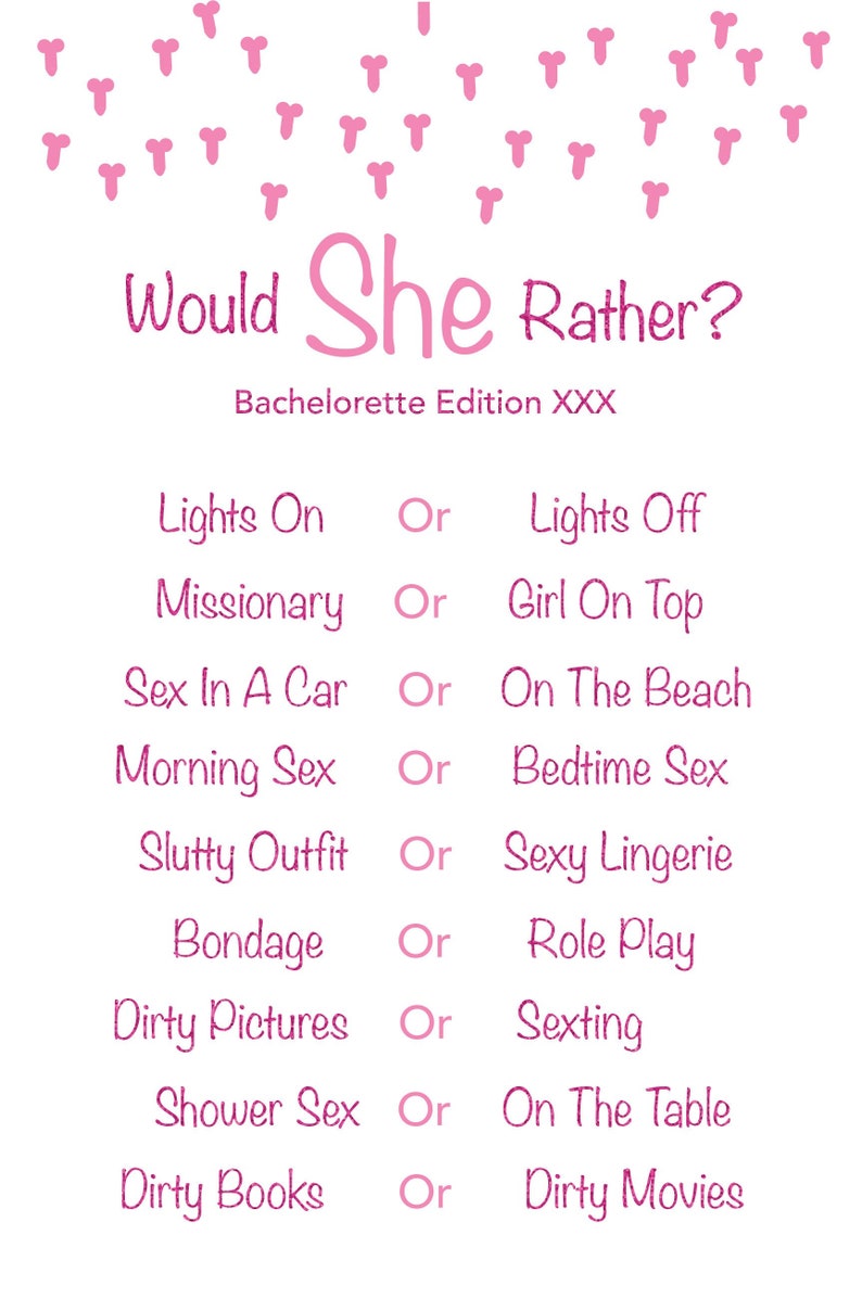 Would She Rather Bachelorette Xxx Edition Printable Etsy