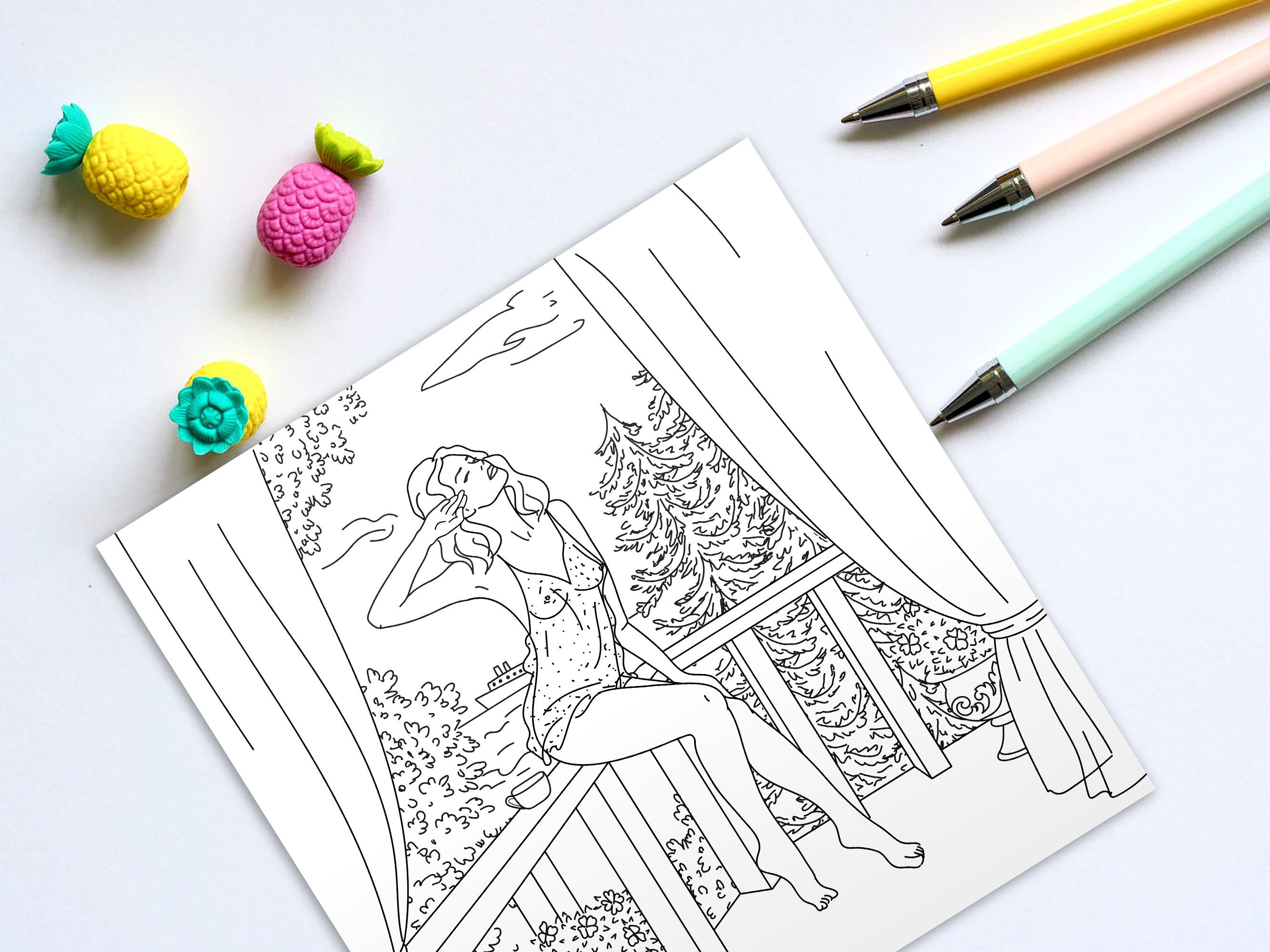 12 Erotic Coloring Pages For Adults Printable Nude Girls Etsy