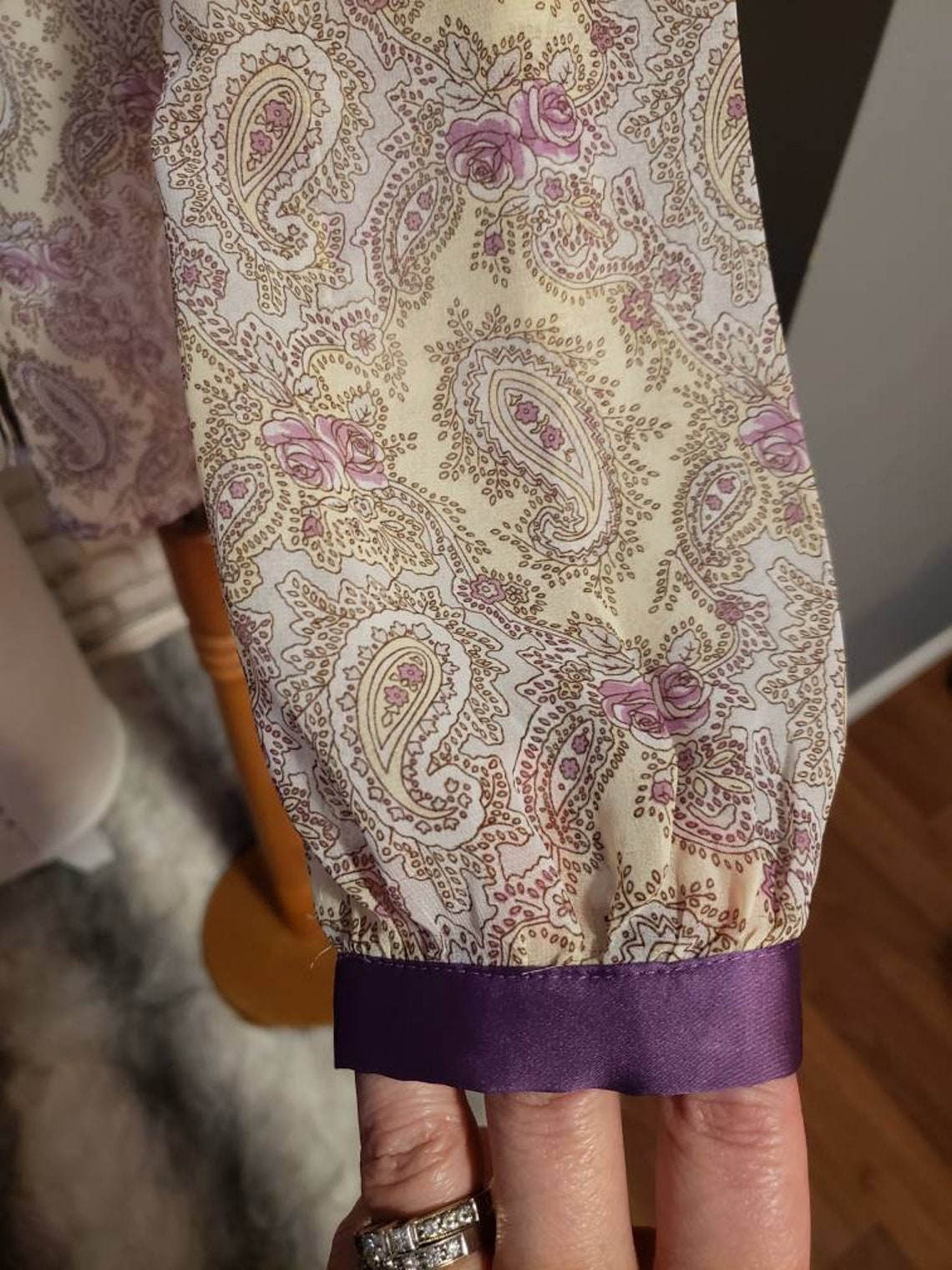 Pretty Sheer Paisley Floral Pussy Bow Vintage 1930s 1940s Etsy