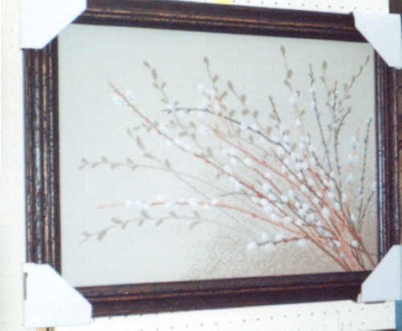 Pussy Willow Framed Cross Stitch Etsy