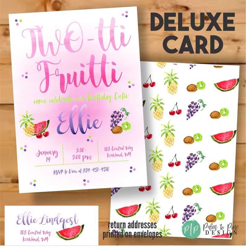 Tutti Frutti Party Two Tti Fruity Birthday Invite Twotti Etsy
