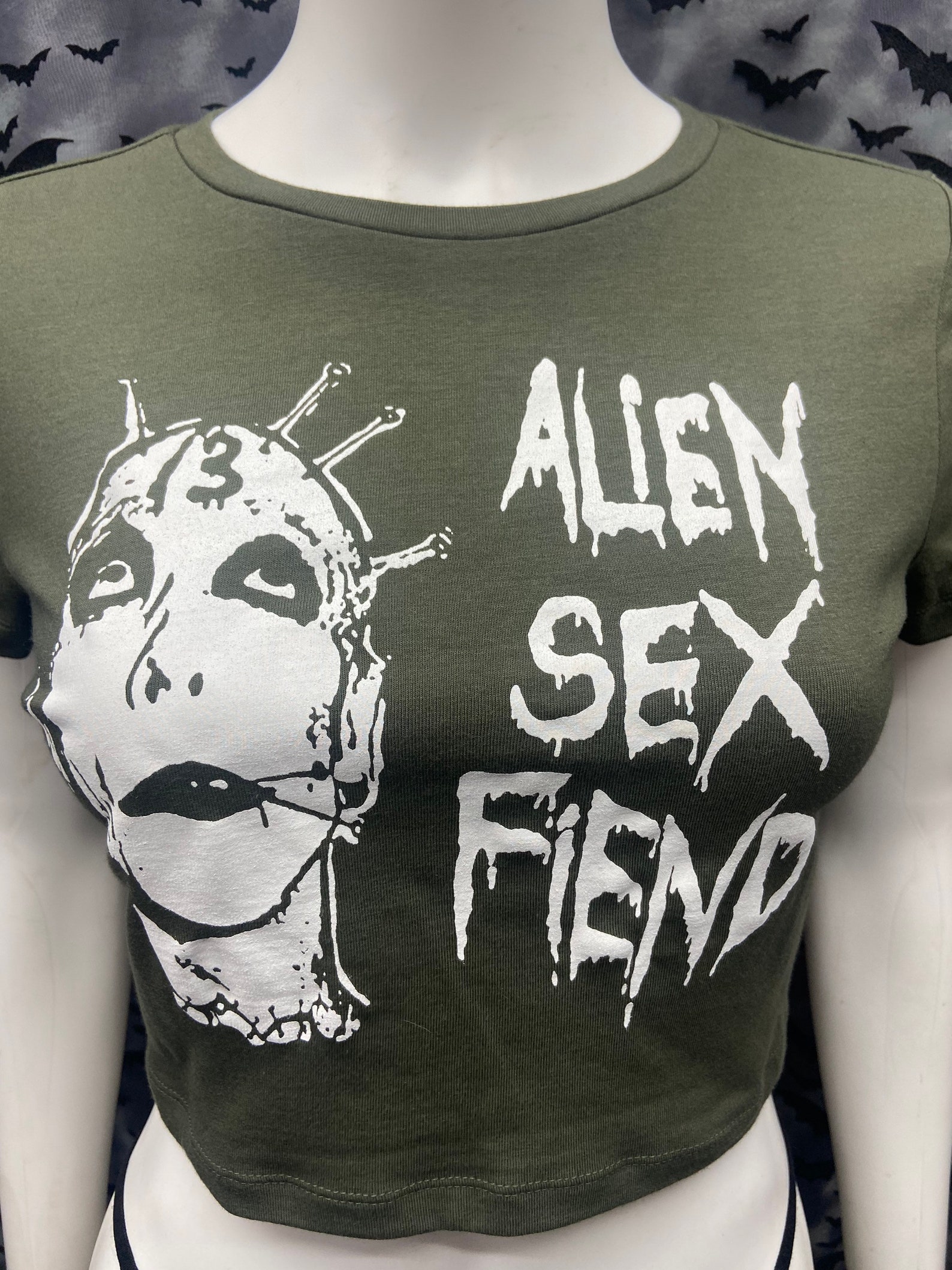 Official Alien Sex Fiend Fashion Forest Green Cropped Short Etsy