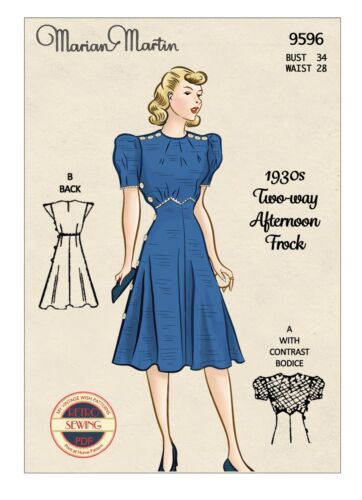 1930s Two Style Tea Dress Sewing Pattern Reproduction Ebay