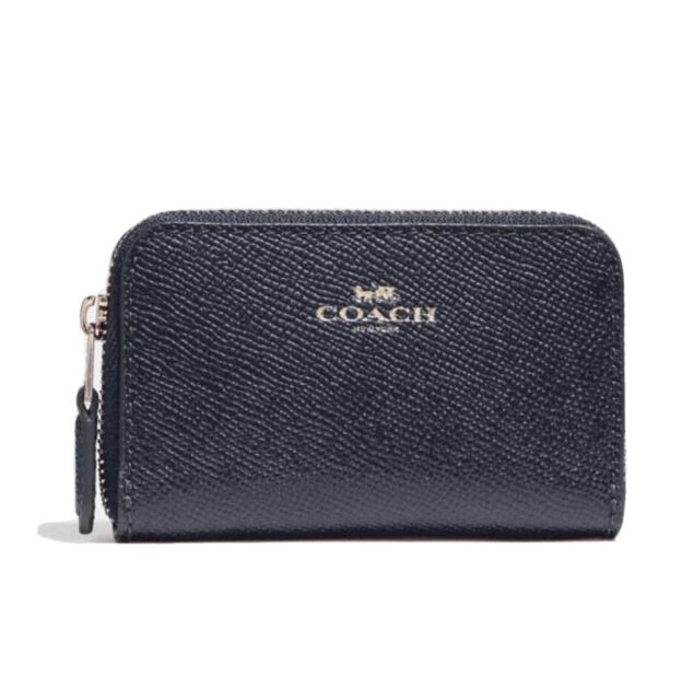 Coach Zip Around Coin Card Case Holder Leather Midnight F27569 For Sale