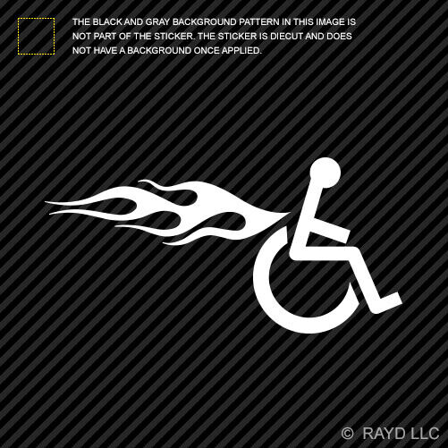 2x Right Facing Wheelchair With Flames Sticker Vinyl Handicap Hot Rod