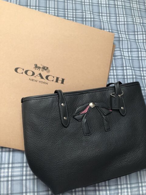 Coach F28988 Mini City Zip Tote With Bow Midnight Leather 10 Off For