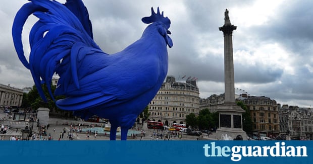 Big Blue Cock Erected On Fourth Plinth In Londons