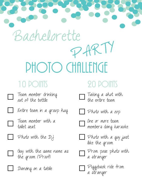 Instant Download Pdf Bachelorette Party Game Photo Challenge Blue