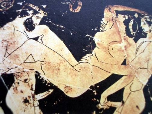 Threesome Scene Ancient Greece Pottery Spartan10