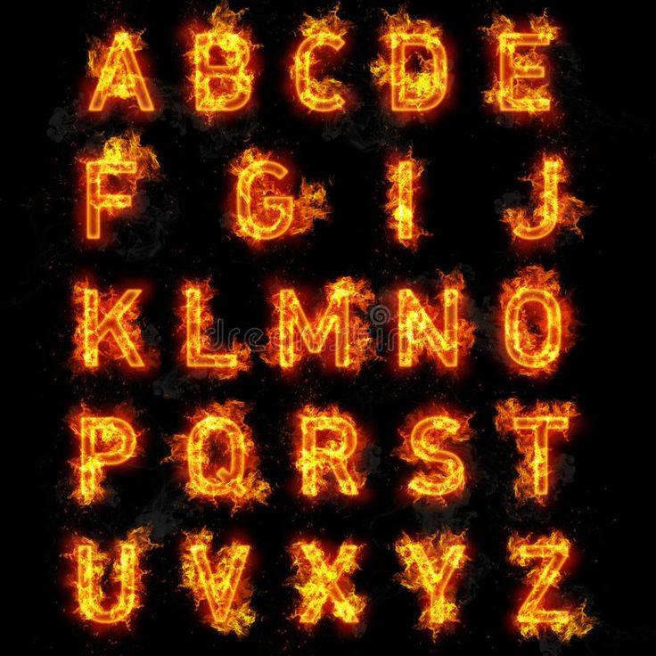 Fire Font Text All Letters Of Alphabet On Black Background Fire Font